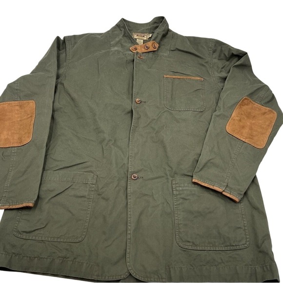 Cabelas Outfitter Series Field Jacket Mens XL Tall Olive Green Cotton Canvas